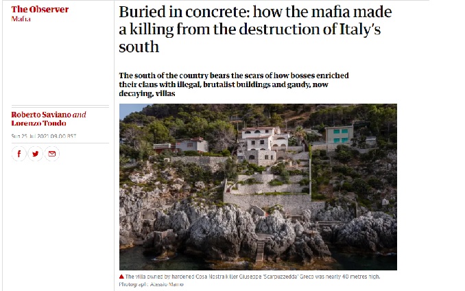 Le ville (abusive) di Mongerbino in prima pagina sul "The Guardian"